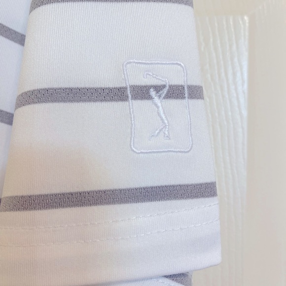 PGA PRO TOUR Men's golf polo shirt XL, striped white - Picture 4 of 6